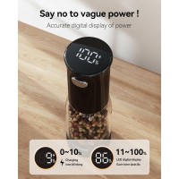 TOMEEM Electric Salt and Pepper Grinder Set – Rechargeable with LED Power Indicator, 5-Level Adjustable Grinding, LED Light, 4.5oz Large Capacity Salt and Pepper Shakers with Storage Base