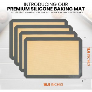 Silicone Baking Mats Half Sheet Non Stick for Oven Reusable 4 Pack - Thick Heavy Duty Silicone Baking Mat Cookie Sheet 1/2 Size for Macaron & Pastry - Half Size Rectangular Cooking Oven Liner Pad