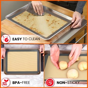 Silicone Baking Mats Half Sheet Non Stick for Oven Reusable 4 Pack - Thick Heavy Duty Silicone Baking Mat Cookie Sheet 1/2 Size for Macaron & Pastry - Half Size Rectangular Cooking Oven Liner Pad