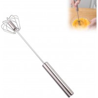 Stainless Steel Semi-Automatic Whisk, Egg Whisk Hand Push Whisk Blender, Hand Push Mixer Stirrer Tool for Cooking Kitchen Home Egg Milk (10 in)