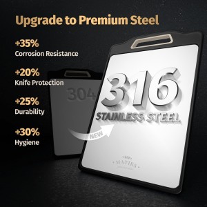 Matiks Stainless Steel Cutting Board Set - 16”×11” Large Double Sided Dishwasher Safe Metal Cutting Board for Kitchen – Housewarming Gifts New Home - New Home Gift Ideas - First Home Cooking Gifts