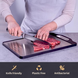 Matiks Stainless Steel Cutting Board Set - 16”×11” Large Double Sided Dishwasher Safe Metal Cutting Board for Kitchen – Housewarming Gifts New Home - New Home Gift Ideas - First Home Cooking Gifts