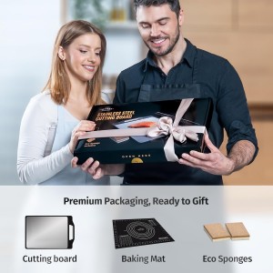 Matiks Stainless Steel Cutting Board Set - 16”×11” Large Double Sided Dishwasher Safe Metal Cutting Board for Kitchen – Housewarming Gifts New Home - New Home Gift Ideas - First Home Cooking Gifts