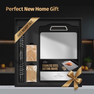 Matiks Stainless Steel Cutting Board Set - 16”×11” Large Double Sided Dishwasher Safe Metal Cutting Board for Kitchen – Housewarming Gifts New Home - New Home Gift Ideas - First Home Cooking Gifts