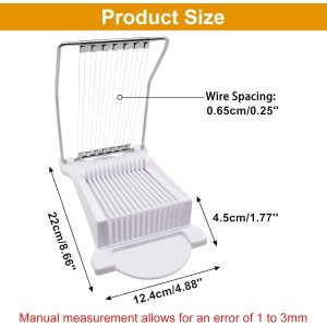 Egg Slicer for Hard Boiled Eggs, Food Slicer with 14 Stainless Steel Wires, Heavy Duty Hard Boiled Egg Cutter, Spam Slicer for Soft Fruit Strawberry Luncheon Meat Home Use (1Pcs, White)