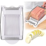Egg Slicer for Hard Boiled Eggs, Food Slicer with 14 Stainless Steel Wires, Heavy Duty Hard Boiled Egg Cutter, Spam Slicer for Soft Fruit Strawberry Luncheon Meat Home Use (1Pcs, White)