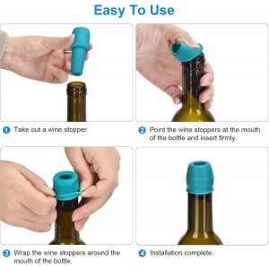6 Pack Silicone Wine Stopper, Wine Stoppers for Wine Bottles, Wine Seal Stopper Can Be Reused to Keep Wine Fresh, by Brusoon (Multicolor)