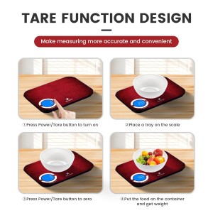 EILISON Smart Kitchen Scale with Bluetooth App, High-Precision Digital Food Scale for Baking, Cooking & Diet, 8000 Food Database, 24 Nutrients, Touchscreen, Tare Function, 5g-8000g Capacity (Red)