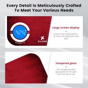 EILISON Smart Kitchen Scale with Bluetooth App, High-Precision Digital Food Scale for Baking, Cooking & Diet, 8000 Food Database, 24 Nutrients, Touchscreen, Tare Function, 5g-8000g Capacity (Red)