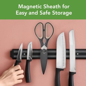 Tovolo Elements All Purpose Kitchen Shears with Cover Sheath Heavy Duty Meat Poultry Sharp Kitchen Utility Scissors Dishwasher Safe Soft Comfort Grip Silicone Handle Magnetic Sheath, Oatmeal & Black