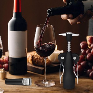 Cork Screw Wine Bottle Opener - Corkscrew Wine Opener Set, 4 Piece Stainless Steel Wine Opener Kit | Durable Wing Corkscrew, Wine Bottle Opener, Heavy-Duty Cork Remover for Home, Kitchen, Restaurants