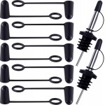 12 PCS Pourers Dust Caps, Rubber Liquor Pour Caps, Black Spout Pourers Covers with Loop, Dustproof Liquor Bottles Spouts Caps