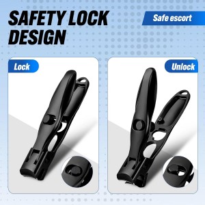German Nail Clippers, Premium Stainless Steel Wide Jaw Anti Splash Design,Ultra Sharp Heavy Duty Clippers with Ergonomic Lever,Perfect for Men,Women, and Seniors(Black)