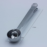 Stainless Steel Coffee Scoop with Clip – 2-in-1 Coffee Measuring Spoon (1 Tbsp) for Ground Coffee, Tea, Beans，Protein – Rustproof, Dishwasher Safe, Bag Sealer for Freshness (1)