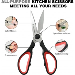 Kitchen Cooking Shears Heavy Duty Kitchen Scissor with, Detachable, All Purpose Scissors, Dishwasher Safe Scissors, Serrated Blades, Nutcracker and Bottle Opener function included (1 Pack)