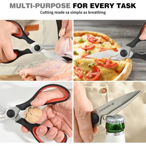 Kitchen Cooking Shears Heavy Duty Kitchen Scissor with, Detachable, All Purpose Scissors, Dishwasher Safe Scissors, Serrated Blades, Nutcracker and Bottle Opener function included (1 Pack)