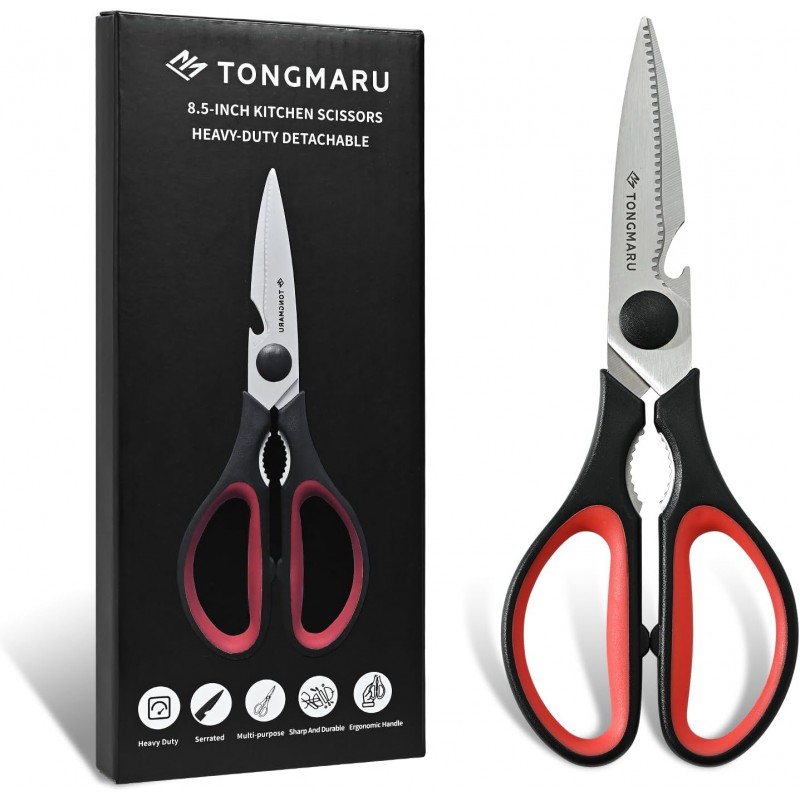 Kitchen Cooking Shears Heavy Duty Kitchen Scissor with, Detachable, All Purpose Scissors, Dishwasher Safe Scissors, Serrated Blades, Nutcracker and Bottle Opener function included (1 Pack)