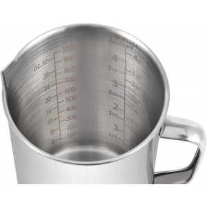 Kichwit Large Stainless Steel Measuring Cup, Liquid Metal Measuring Cup with Handle, 34oz / 1000ml / 4 Cups