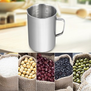 Kichwit Large Stainless Steel Measuring Cup, Liquid Metal Measuring Cup with Handle, 34oz / 1000ml / 4 Cups