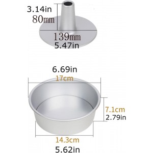 6 inch Angel Food Cake Pan with Removable Loose Bottom, Chiffon Cake Baking Pan, Nonstick Baking Cake Pans, Aluminium Alloy Baking Cake Mould, Chiffon Cake Tube Pan for Oven instant pots Baking