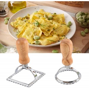 Ravioli Pasta Cutter Wooden Handle Ravioli Mold,One Square and One Round Suitable for Ravioli, Pasta, Biscuits, Etc
