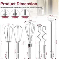Hand Mixer Attachments Beater, Whisk, Blending Rod and Dough Hooks, Stainless Steel Hand Mixer Accessories Compatible with Kitchenaid Hand Mixers KHM3 KHM5 KHM7 KHM9, Set of 6