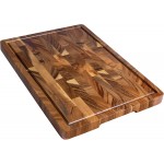 Walnut Wood Cutting Board for Kitchen, End Grain Chopping Board with Juice Groove, Heavy Duty Checkered Board for Cheese and Vegetables, Non-slip Feet 16.5" x 11.6" x 0.8"