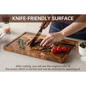 Walnut Wood Cutting Board for Kitchen, End Grain Chopping Board with Juice Groove, Heavy Duty Checkered Board for Cheese and Vegetables, Non-slip Feet 16.5" x 11.6" x 0.8"