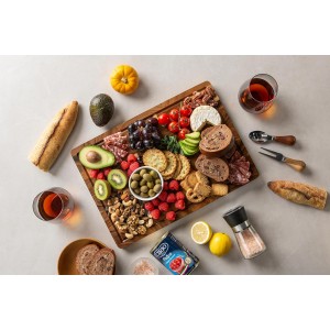 Walnut Wood Cutting Board for Kitchen, End Grain Chopping Board with Juice Groove, Heavy Duty Checkered Board for Cheese and Vegetables, Non-slip Feet 16.5" x 11.6" x 0.8"