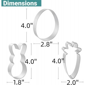 Easter Cookie Cutters 3 PCS, 4'', Bunny, Egg, Carrot