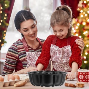 Onader 10 Inch Cake Pan, Non-Stick Round Fluted Tube Pan for Baking Pound Cake, 10 Cups Large Heavy Duty Carbon Steel Baking Mold Bakeware, Black