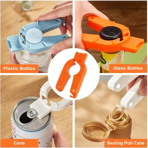 3 Pack Plastic Bottle Cap Opener, 3 in 1 Multi-Purpose Water Bottle Opener, Water Bottle Opener for Arthritic Hands or Home, Kitchen, Camping, and Outdoor Adventures, (Orange, Blue, White)