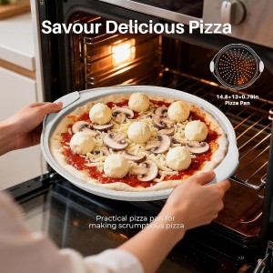 11-Piece Kitchen Nonstick Stackable Bakeware Set, Non Toxic Bakeware Sets with Silicone Handles, Includes Cookie Sheets, Cake Pan, Loaf Pan, Pizza Pan, Muffin Pan, White