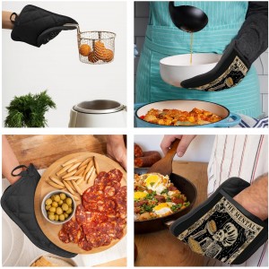Gothic Skeleton Pot Holders with Pockets, Funny Baking Gifts Pot Holders Heat Resistant Oven Mitts Hot Pads for Kitchen Baking Cooking,Potholders for Kitchens