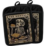 Gothic Skeleton Pot Holders with Pockets, Funny Baking Gifts Pot Holders Heat Resistant Oven Mitts Hot Pads for Kitchen Baking Cooking,Potholders for Kitchens