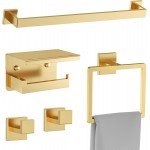 Brushed Gold Towel Bar Set 5 Pieces Bathroom Hardware Accessories Set,Upgraded Toilet Paper Holder with Shelf,Stainless Steel Towel Holder Set for Bathroom,Wall-Mounted 23.6 in