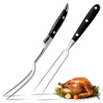 2 Pcs Carving Fork for Meat – 12 Inch Stainless Steel Meat Forks for Kitchen, Heat-Resistant Non-Slip Handles – Two-Prong Straight & Curved BBQ Fork for Slicing, Grilling & Serving
