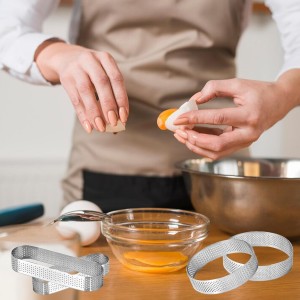 Uncle Jack 12 Pcs Stainless Steel Tart Rings, 3.15 inch + 5 inch Perforated Tart Rings for Baking, Perfect for Small Fruit Crust, French Dessert, Cake (Circle and Oval)