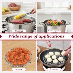 Small Cooling Rack 6.5 Inch, Air Fryer Rack Stainless Steel Round Baking Rack with Fixed Legs, Rust-Resistant Steamer Rack, Fits 6 Qt Multi-Cookers, Compatible with Instant Pot, Oven Safe