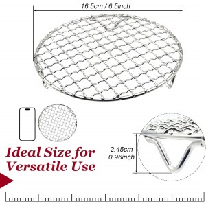 Small Cooling Rack 6.5 Inch, Air Fryer Rack Stainless Steel Round Baking Rack with Fixed Legs, Rust-Resistant Steamer Rack, Fits 6 Qt Multi-Cookers, Compatible with Instant Pot, Oven Safe