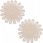 Trivets for Hot Dishes 7.2 Inch Cotton Trivets for Hot Pots and Pans, Heat Resistant Hot Pads for Kichen Unique Petal-Shaped Table Decorations,Set of 2(Off-White)