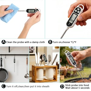 1/3pcs Candy Thermometer Digital Instant Read for Meat Kitchen Cooking Food Oil Deep Fry BBQ Grill Smoker (1, 9.4in)