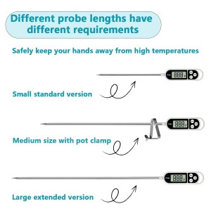 1/3pcs Candy Thermometer Digital Instant Read for Meat Kitchen Cooking Food Oil Deep Fry BBQ Grill Smoker (1, 9.4in)