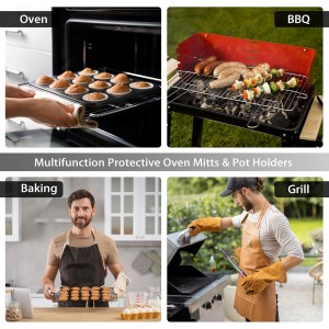 Coastal Oven Mitts and Pot Holders Sets of 4 Nautical Kitchen Decor Starfish Seashell Beach Ocean Themed Kitchen Mitts Potholders Silicone Heat Resistant Oven Gloves Hot Pads for Baking BBQ Grilling