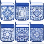 Hushee 6 Pcs Blue and White Chinoiserie Pot Holders for Kitchen Spring Pot Holders Farmhouse Boho Potholders Hot Pads for Kitchen Resistant Oven Mitts Baking Cooking Pocket Potholders for Women Gifts