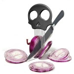 Stainless Steel Onion Cutter & Egg Slicer – Multi-Function Vegetable Cutter and Herb Stripper for Avocados, Tomatoes, and Potatoes (Obsidian)