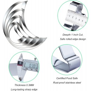 Crescent Moon Cookie Cutter Set - 5 inch, 4 inch, 3 inch, 2 inch - 4 Piece New Moon Cookie Cutters Shapes Molds - Stainless Steel