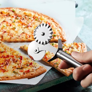5 Wheel Pastry Cutter, Stainless Steel Dough Cutter Wheel with Handle, Dual Fluted Ravioli Pasta Noodle Pizza Slicer, Expandable Round Pastry Knife, Versatile Cookie Dough Divider