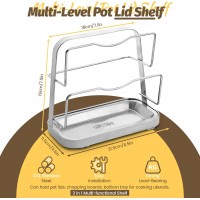 Pot Lid Holder While Cooking, Pot Lid Organizer 304 Stainless Steel, Pan Cover Spoon Rest and Cutting Board Stand, Pot Lid Rack for Stove Top with Suction Cup & Drip Tray