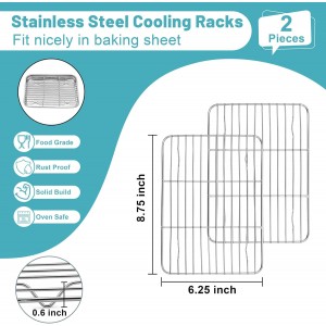TeamFar Cooling Rack, 8.75” x 6.25” Stainless Steel Wire Baking Rack for Cooking Roasting Grilling, Fit for Oven Pan, Oven & Dishwasher Safe, Non-toxic & Heavy-Duty, 2PCS